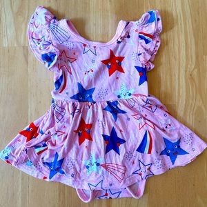 Little Sleepies Pink Stars Twirl Bodysuit Dress 3-6 months